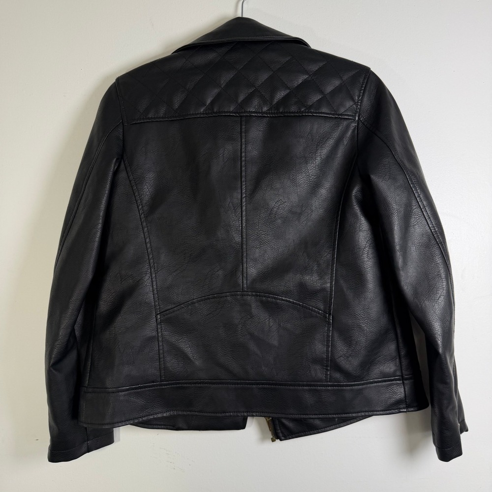 Universal Thread Moto Jacket Womens XS Black Faux Leather Biker Quilted Zip - Picture 5 of 7